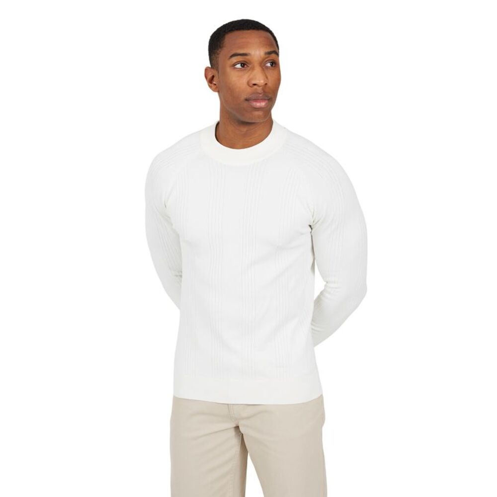 Brave Soul Mens Knitted Long-Sleeved Sweater / Vintage White